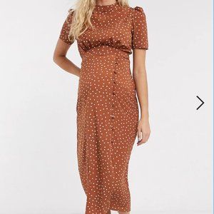 ASOS Maternity midi tea dress buttons polka dot